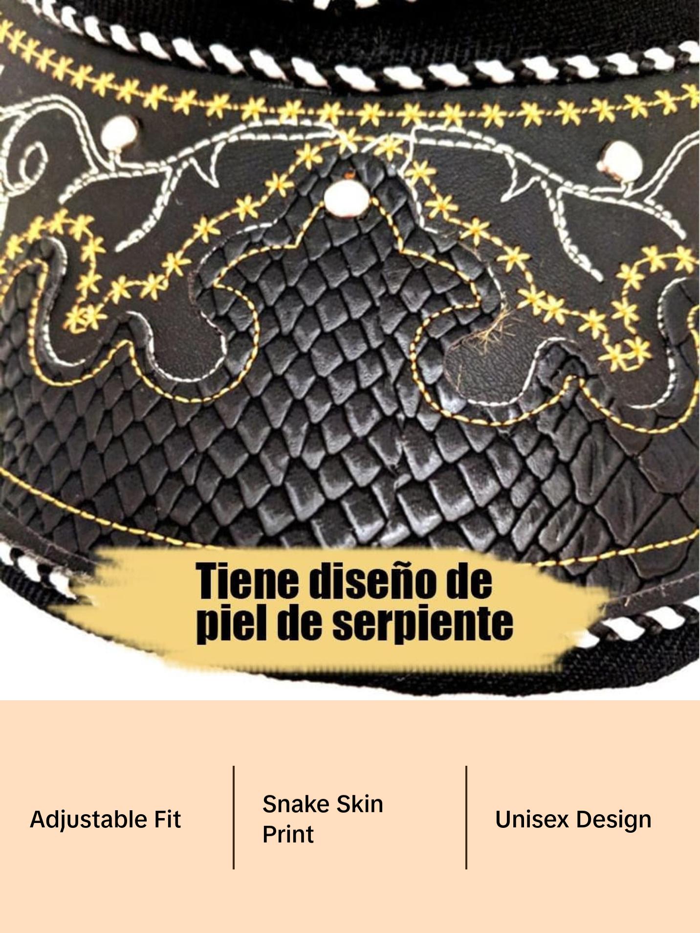 Gorra de Oaxaca para hombre y mujer, 100% Poliéster, Ajustable, Diseño de piel de serpiente