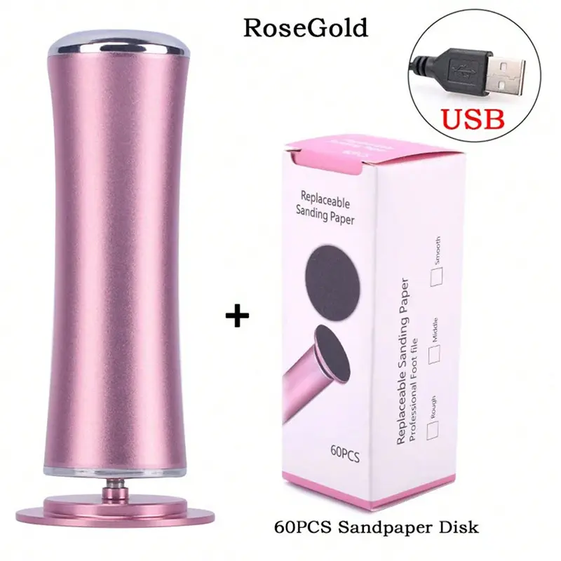 Electric Foot Grinder, Foot Callus Removal Kit, 60 Replaceable Sanding Sheets, 360 Degree Rotation, USB Cable Control, Adjustable Speed, Foot Pedicure Foot Care - Ideal for Men and Women's Smooth Feet, Home Pedicure Essentials