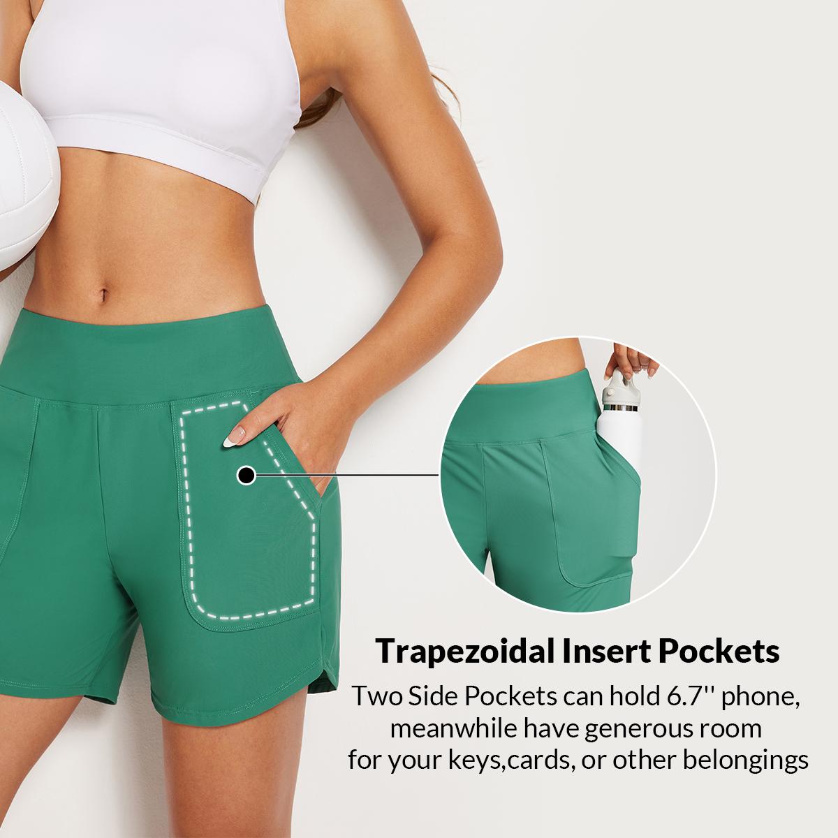 baleaf Women's 3''/5"/7''/9'' High Waisted Lightweight Board Shorts Swim/Running/Workout Quick Dry with Pockets Tankini Bottoms Bathing Suits Plus Size Bermuda Shorts