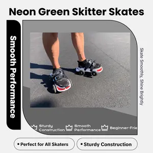 Neon Green Skitter Skate - Wearable Roller Skates for Shoes - Adjustable Unisex Street Skates for Indoor/Outdoor Skating