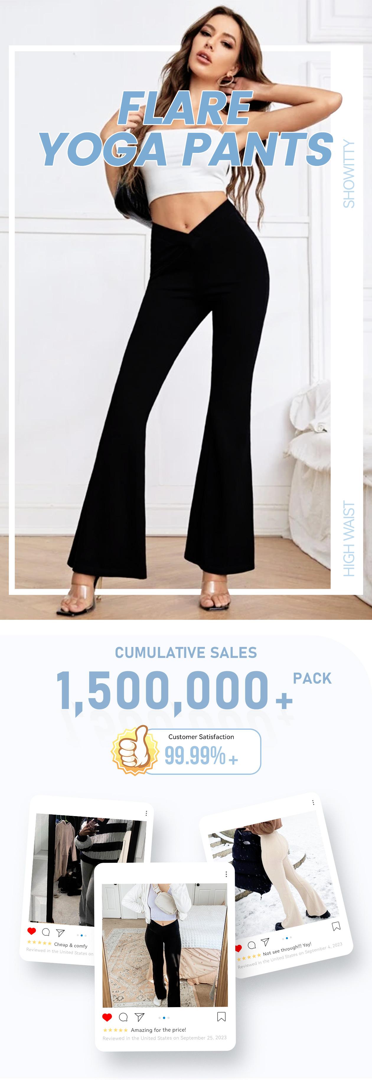 SHOWITTY Women's High Waisted 1/2 Pack Flare Leggings – Crossover Yoga Pants with Pockets Bootcut for Workout, Yoga & Casual Wear