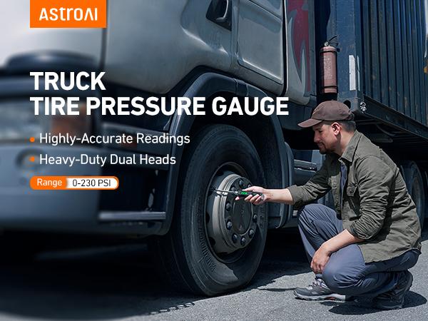 【Spring Glow Up】AstroAI Digital Tire Pressure Gauge 230 PSI Heavy Duty Dual Head Stainless Steel Made for Truck and RV with Backlit LCD and Flashlight Car Accessories