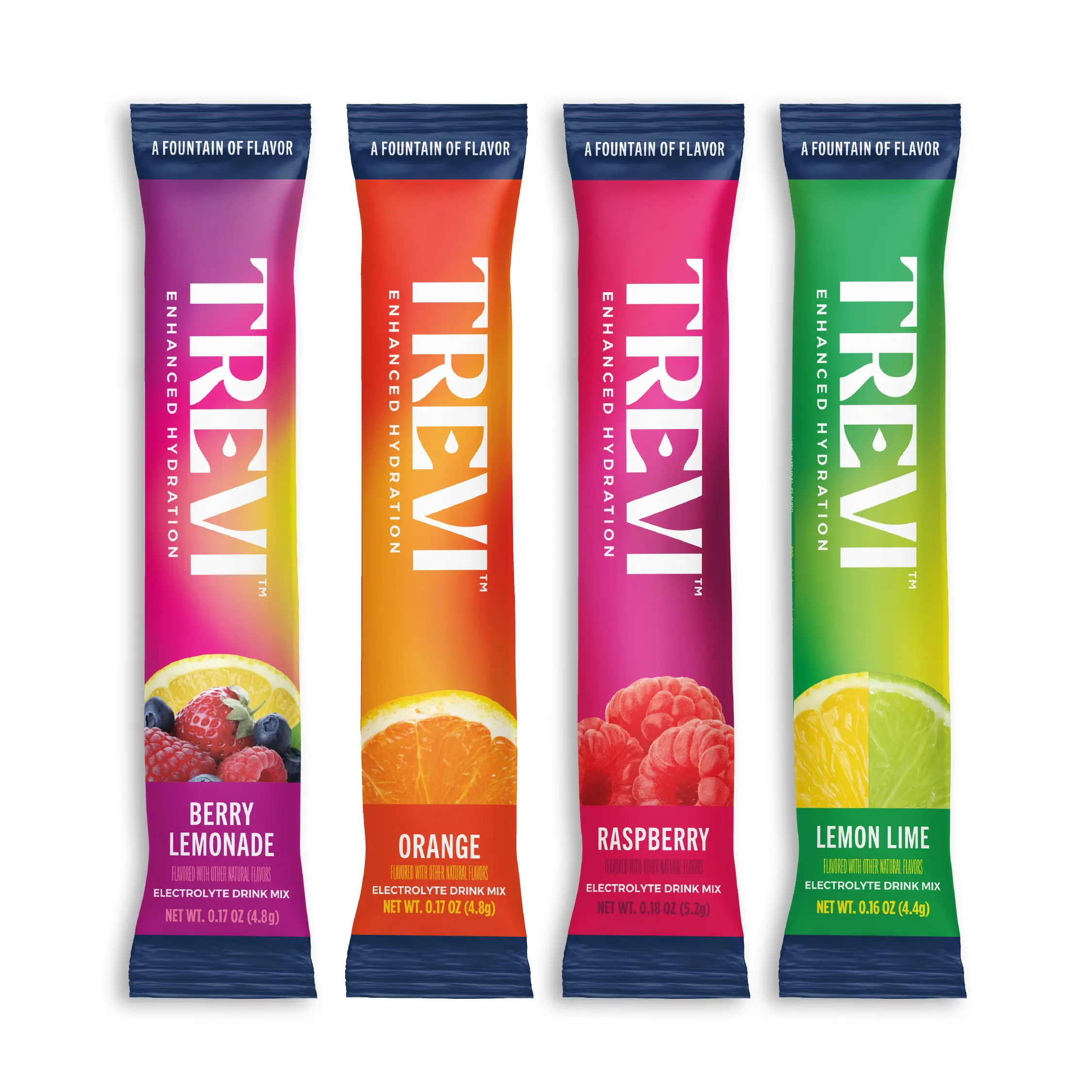 Trevi Sugar Free Electrolyte Drink Mix – Original Variety Pack (Berry Lemonade, Orange, Raspberry & Lemon Lime) | 28 or 8 Stick Packs | 0g Sugar, Non-GMO, with 7 Vitamins & Minerals, 6 Electrolytes, Energy Hydration Drink Mix, Made in USA
