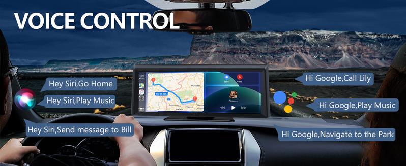 【Hieha】Wireless CarPlay Screen with 2K Dash Cam, 8.1" Portable Touchscreen Car Stereo with CarPlay & Android Auto, 1080P Backup Camera, Voice Control, Bluetooth, Mirror Link, GPS Navigation