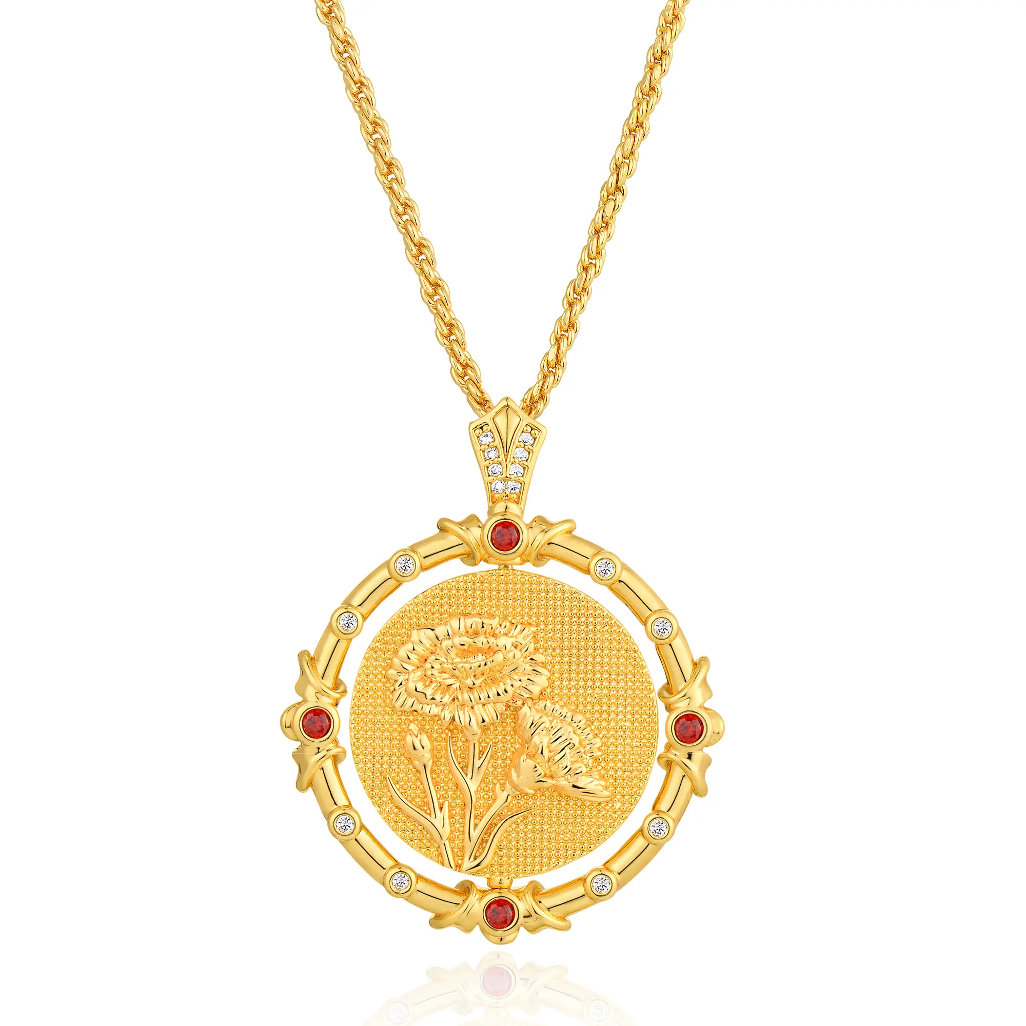 Fettero Gold-plated Necklace for Women Birth Flower Necklace Dainty Rotating Coin Pendant Necklace Personalized Birth Month Jewelry 12 Month DealsForYouDays WeeklyDeals summerwins