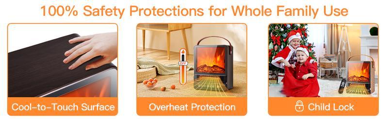 [3s-fast heating] - Portable Mini Space Heater, Electric Heater for Home with Thermostat, 1-12H Timer, Eco Mode and Fan Mode, 1500W PTC Ceramic Fast Safety Energy Efficient Heater for Office Bedroom