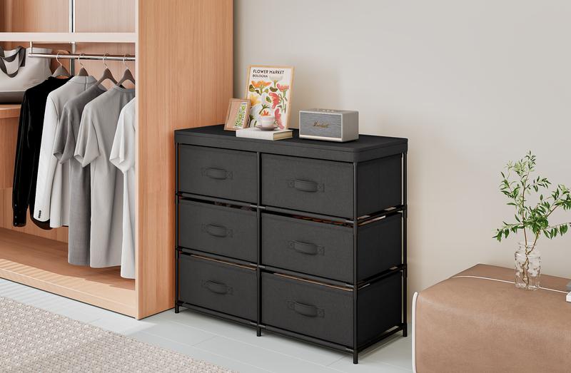 4/6/8 Drawer Fabric Dresser - Metal Frame Storage Tower for Bedroom, Living Room & Entryway, Space-Saving Closet Organizer