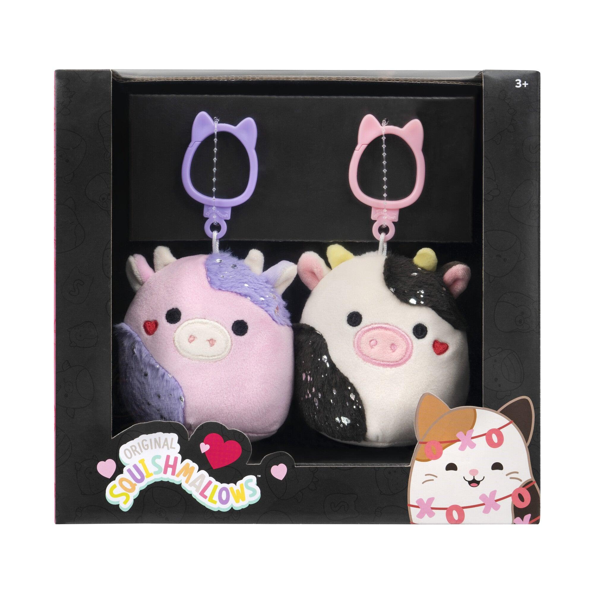 Squishmallows Cow Clip 2-Pack, 3.5-Inch, Select Series, Super Cute Plush Toy, Perfect For Gift