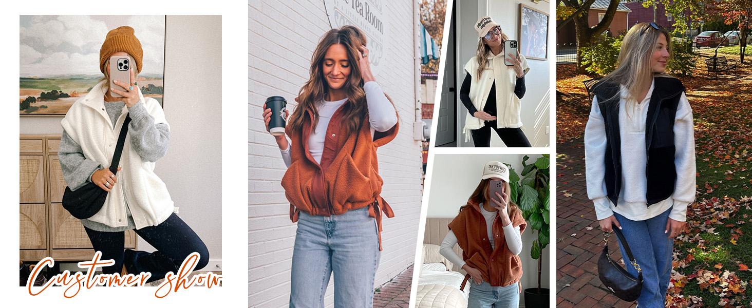 Tanming Women's Warm Fleece Vest Casual Sleeveless Button Down Sherpa Jacket Springfresh Outerwear with Pockets