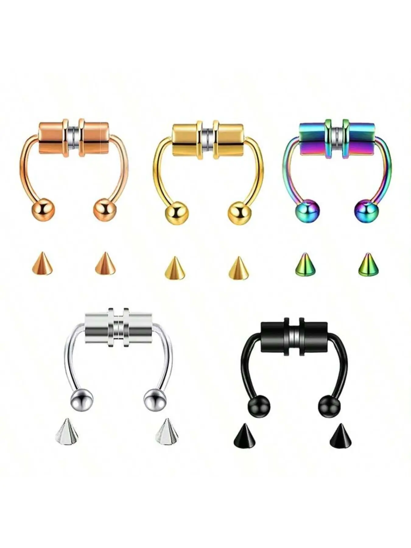 Magnetic Ear Clip, Stainless Steel Nose Ring, Fashionable Body Jewelry for Women & Men, Trendy All-match & Exquisite Jewelry for Birthday Gift, Non Piercing Fake Piercings Jewelry