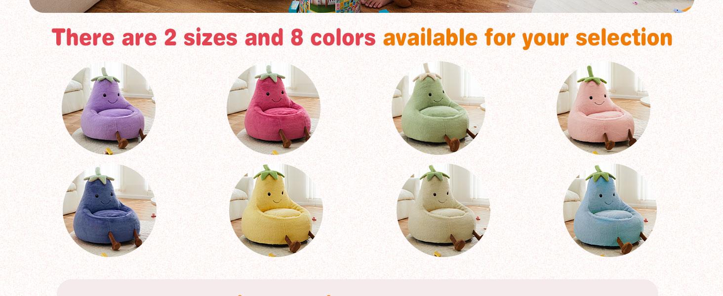 24/31 Inch Bean Bag Chair Padded Toddler Bean Bag Sofa with Padded Bean Bag Chair for Boys and Girls Beige Purple Eggplant Design