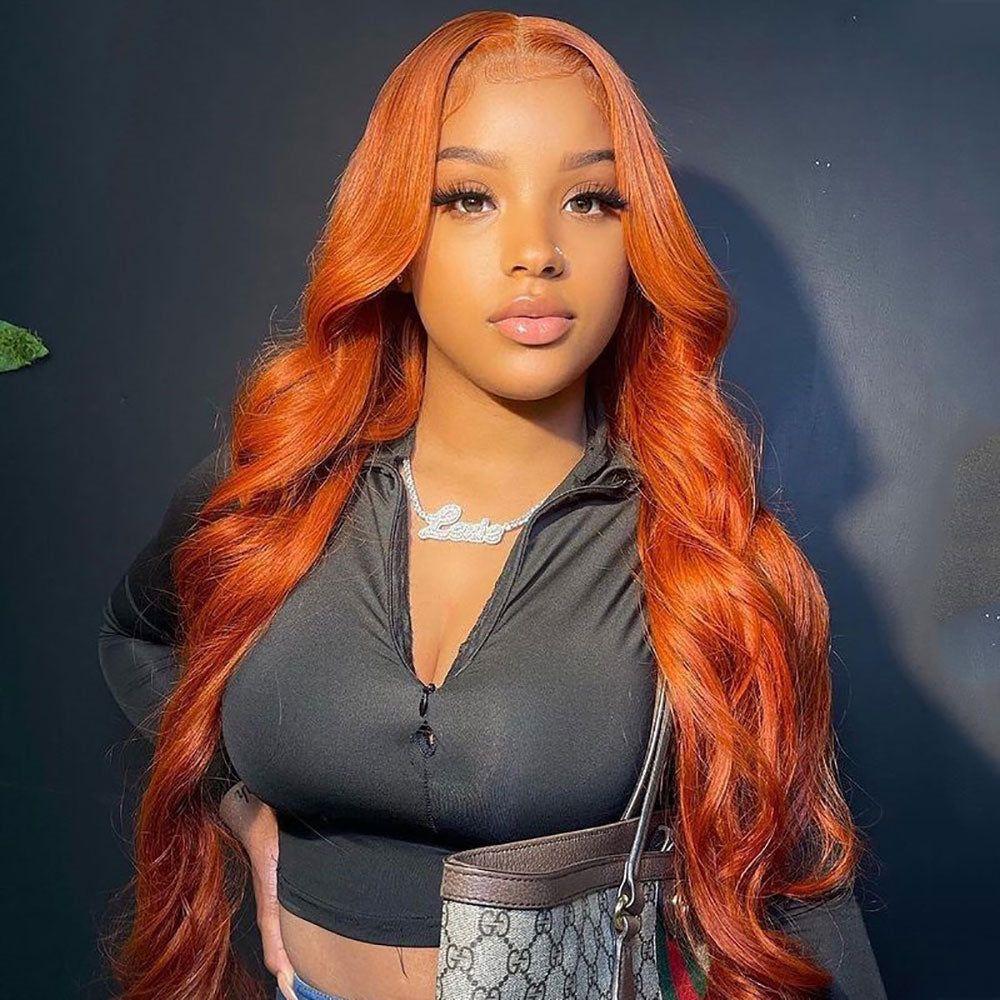 Wiggins Hair Copper Orange Pre Cut Ready Go Glueless Wig Body Wave 7X5 Lace Front Wigs Human Hair Pre Plucked TikTokShopBlackFriday