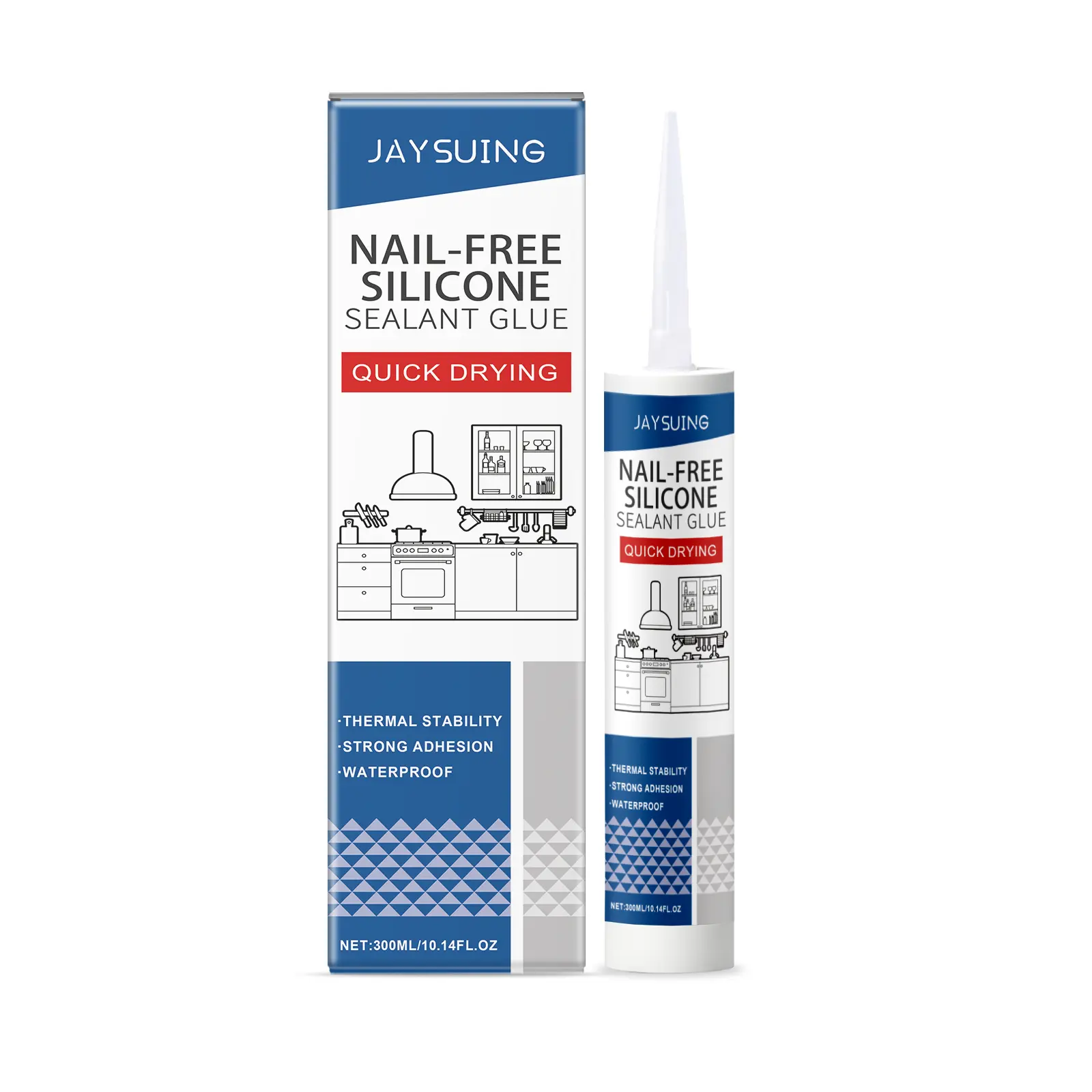 Jaysuing Nail-Free Silicone Blend Sealant Glue - Acetone-Resistant Raw Rubber Adhesive with Strong Adhesion, Waterproof, Precise Formula for Residential Construction, Walls, Household Wood Applications