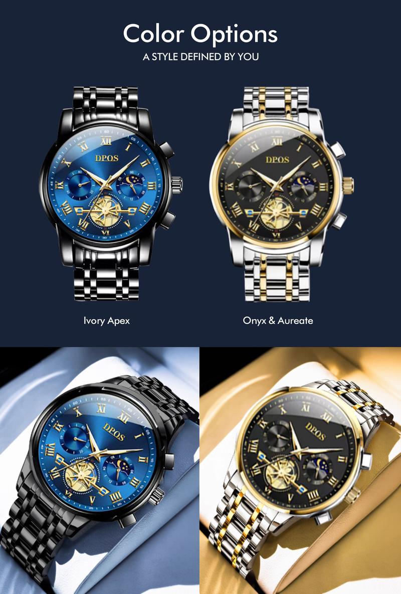 The top choice for boys! A 48mm large dial mechanical wristwatch, combining appearance quality with practicality, with luminous moon phase chronograph function! 40 meters of water resistance and fog protection, suitable for daily commuting. watch travel