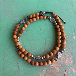 Wooden Rosary St Benedict Cord Wrap Bracelet