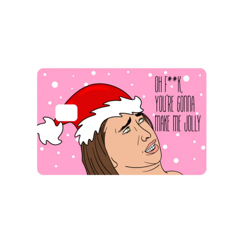 Funny Christmas Credit Card Skin, Sassy Santa Girl Debit Card Sticker Cover, Pink Holiday Meme Vinyl Card Wrap, Christmas Humor Waterproof Wallet Accessory