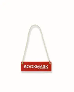 Crimson and Cream Bookmark: Bookmark Purse with Pocket & Carrying Handle