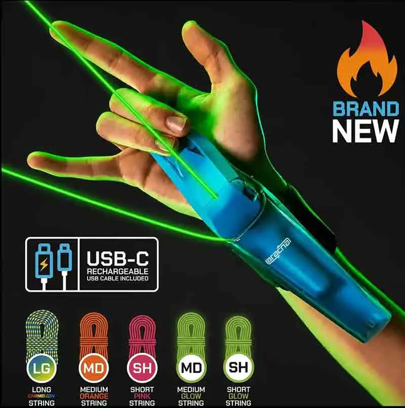 HEARTIGER Spider Web Shooter Toy - Unisex Glow-in-the-Dark Web Shooters with 5 Strings, USB-C Charge, Button Launch, Superhero Interactive Stress Relief Toy for Adults 12 Years Above