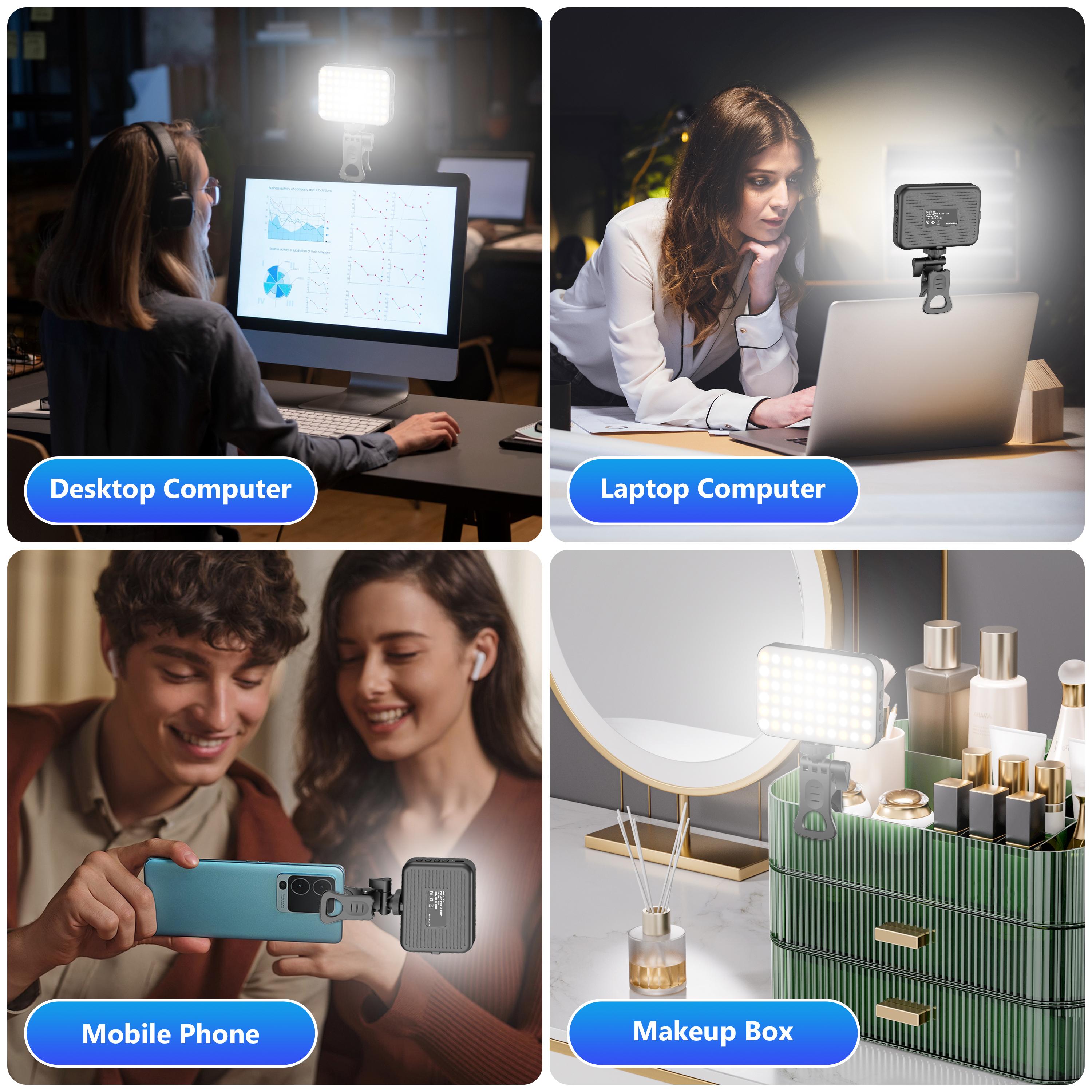 Rechargeable Clip-On Selfie Light | Fill Light for Video Calls, Streaming & Makeup Compatible with Phone, Laptop, Tablet