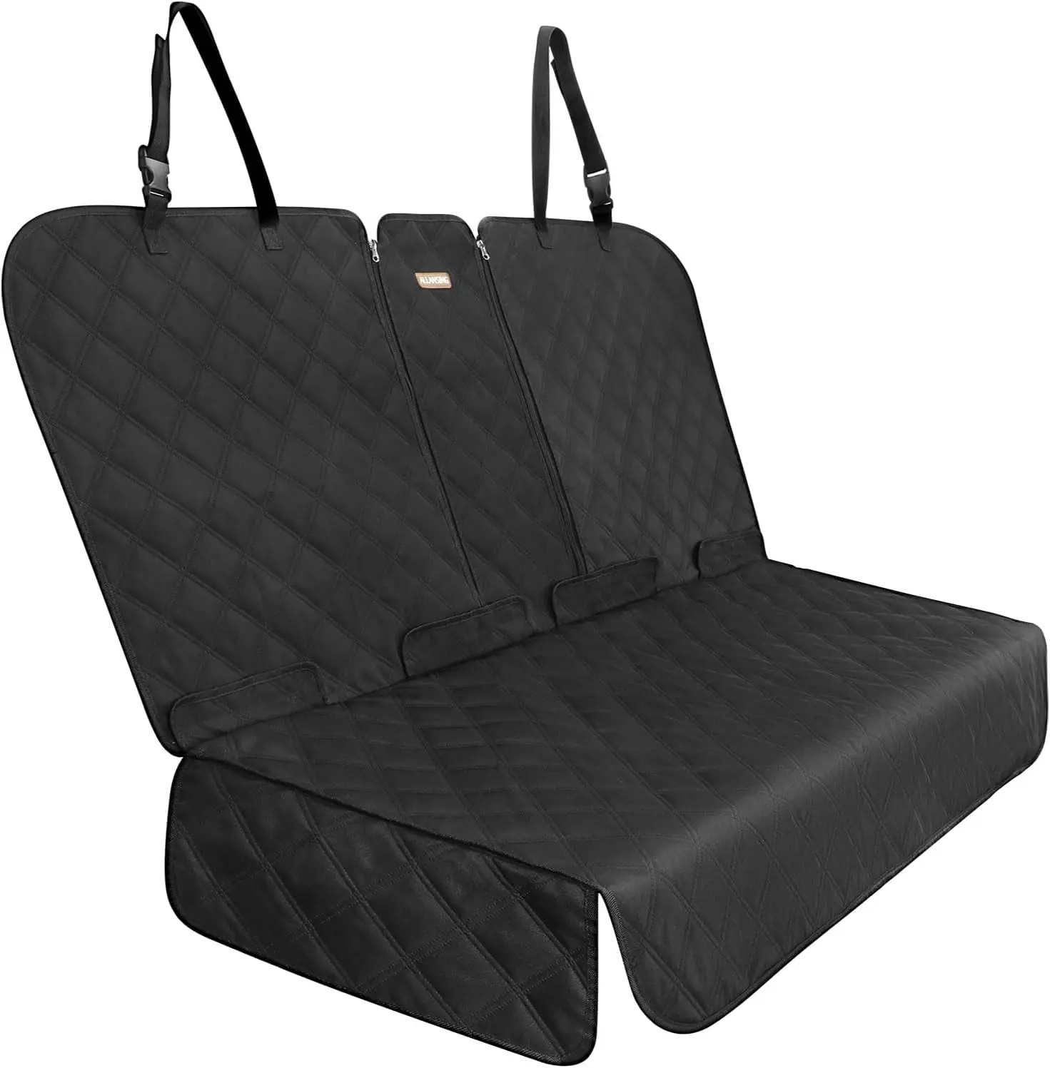 900D Oxford Waterproof Nonslip Backseat Protector, Split Bench Seat Cover, Easy-Clean Car Accessory for Kids & Dogs, Fits Cars/SUVs/Trucks (Black), Car Accessories