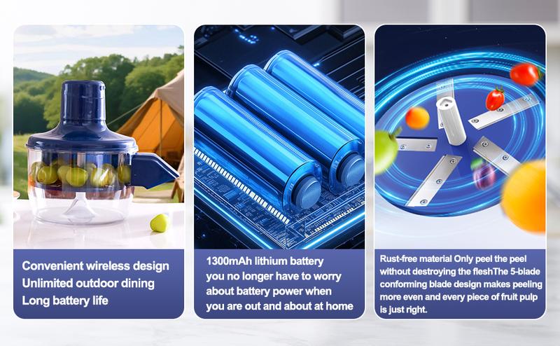 Electric peeler, automatic peeling tool, rechargeable home commercial outdoor smart peeler, suitable for grapes, garlic, tomatoes, potatoes,Type-C charging, kitchen gadgets, cherries, easy to clean, quick peeling Electric peeler, automatic peeling tool, rechargeable home commercial outdoor smart peeler, suitable for grapes, garlic, tomatoes, potatoes,Type-C charging, kitchen gadgets, cherries, easy to clean, quick peeling