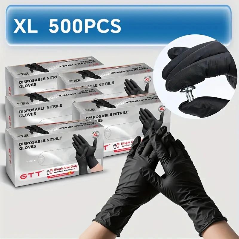 100/500/1000 Black Nitrile Exam Gloves 4 Mil, Powder-Free Disposable Gloves for Medical, First Aid,Cleaning Food Prep, Tattoo,Cooking