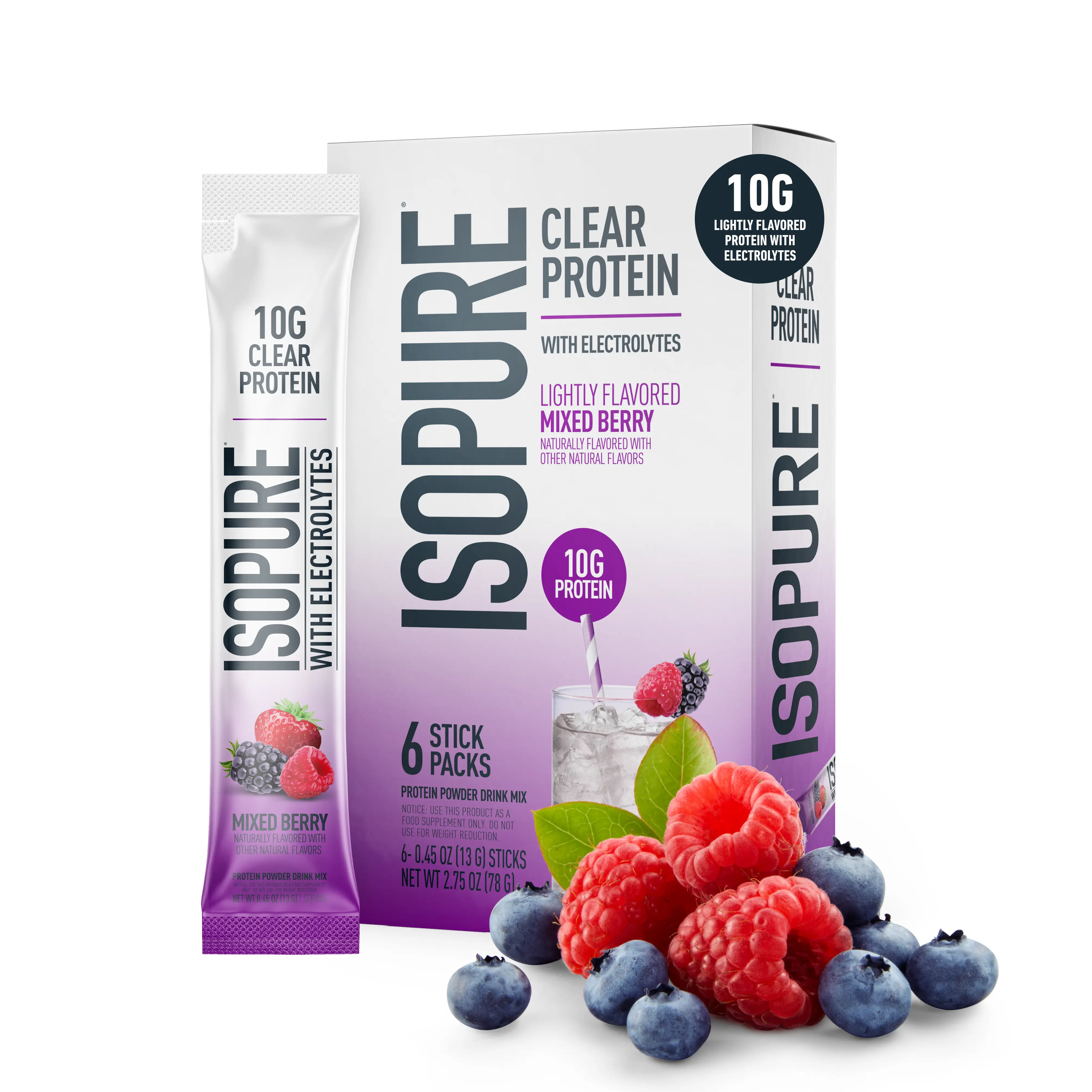 ISOPURE PROTEIN WATER STICKPACKS MIXED BERRY, 6 COUNT