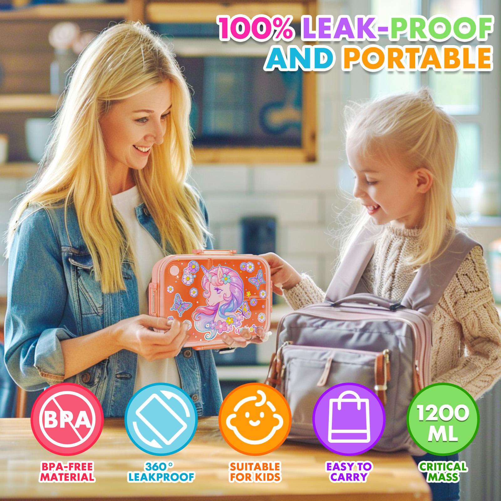 Family essential children's lunch box with cutlery and bag,  suitable for school,  summer gift creativity, school supplies,, 1200ml - cutlery Tableware