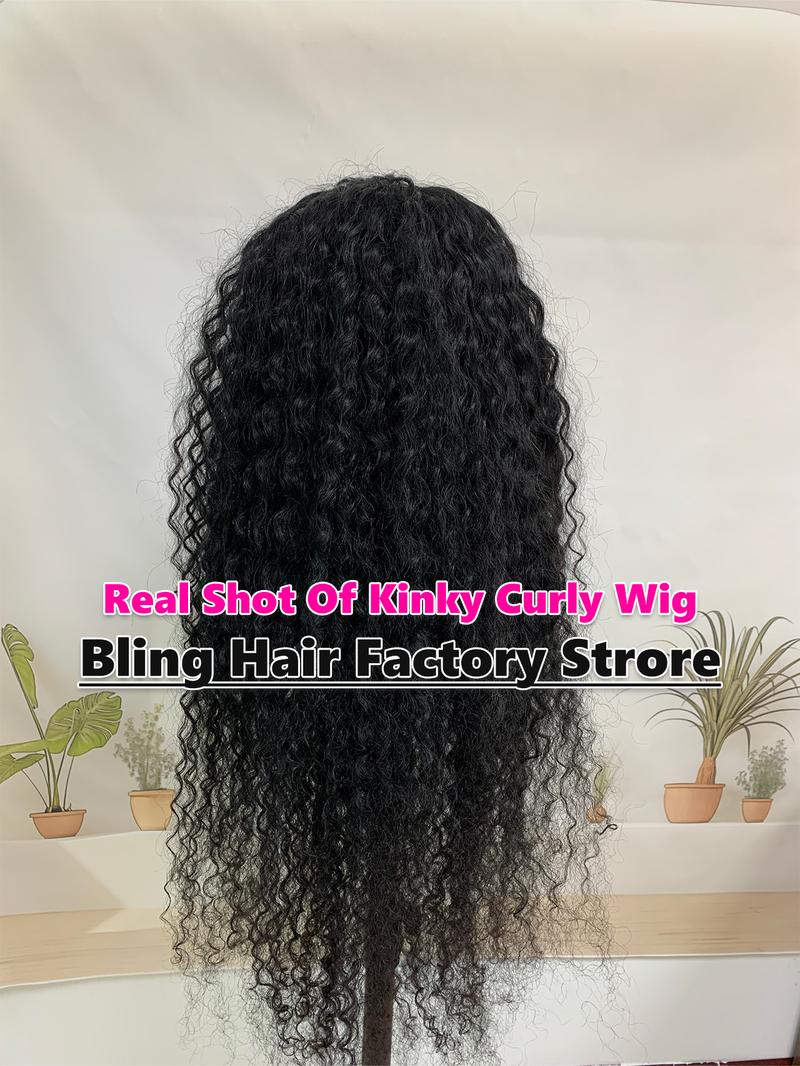 Bling Hair 34 36 Inch 13x4 Kinky Curly Lace Front Human Hair Wig Pre-pluecked 13x6 Jerry Curly Lace Front Wigs Human Hair Brazilian Curly Wigs For Women Natural Color 180 Density TikTokShopBlackFriday