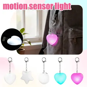 Light-up Heart Light Keychain for Handbag, Purse Glow Heart Shaped Light Rechargeable, Touch Sensor Bag Hanging Night Lights for Girls Gift