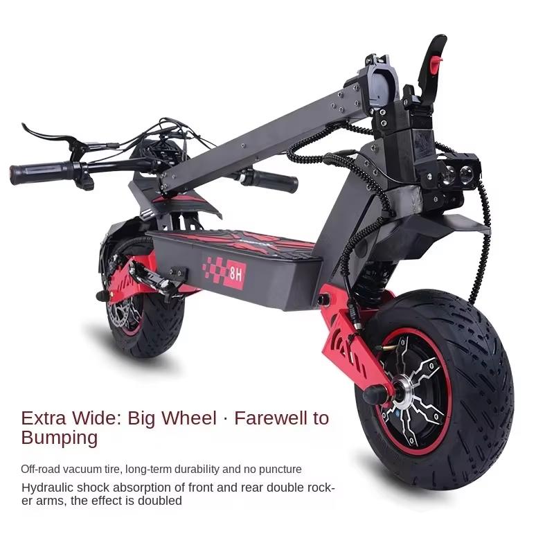 H8 Carbon Steel 2-Wheel Kick Commuting Scooter - 6000W Dual-Drive, Adult Long-Range, Overseas Warehouse Spot, Straight Hair Design, Two-Wheel Kick Scooters