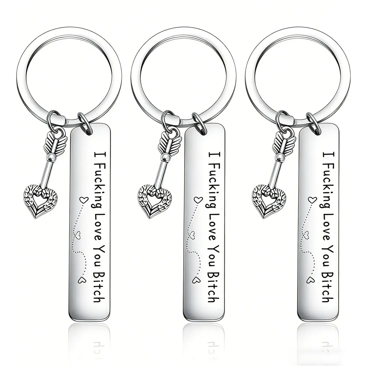 Women's Stainless Steel Stylish Key Holder (1/2/3PCS) - Engraved "I Fucking Love You Thick", Cool Accessory, Best Friend Keychain, Womens Gifts, Birthday Gift Ideas, Festive Party Supply, Cool Keychains