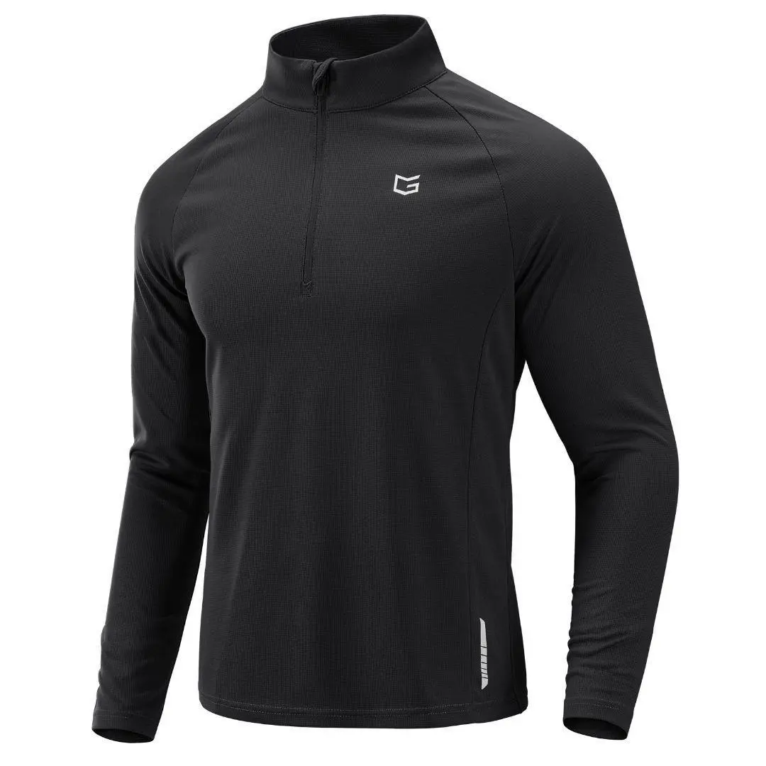 Men's Quarter-Zip Long Sleeve Athletic Top - Quick-Dry Breathable Mens Clothing for Running, Workouts - Casual Sports Tops, Sporty Chic Fitness Apparel, Athleisure Wear