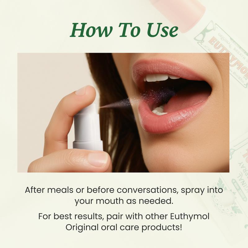 Euthymol Mouth Breath Spray (10ml) - Long Lasting Fresh Breath Oral Spray for Oral Hygiene l Removes Bad Breath & Helps Reduce Plaque l  Korean Oral Care