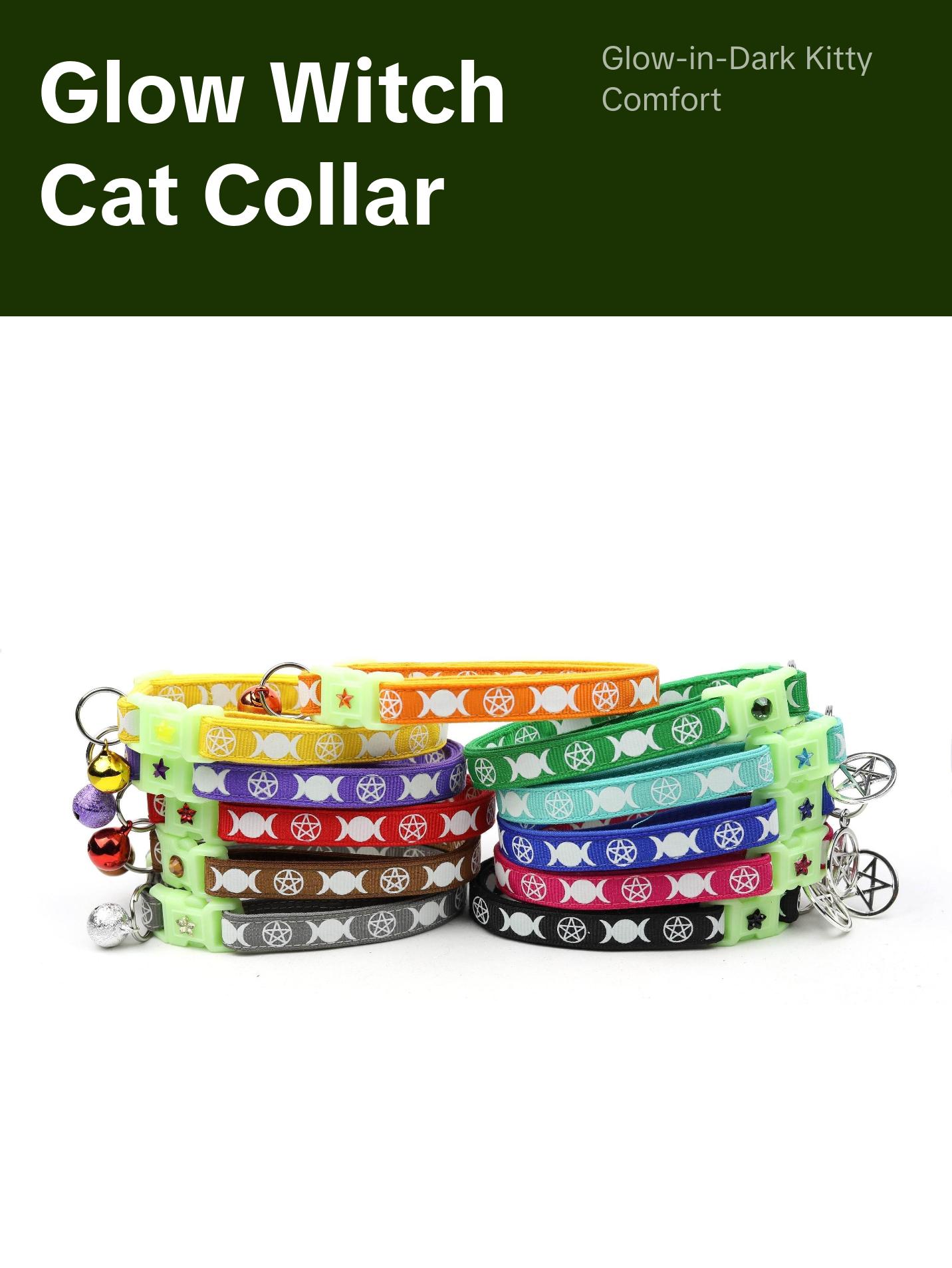 Witch's Familiar Breakaway Safety Cat Collar with Jingle Bell & Pentagram Charm by Pugs2Persians Wicca Pagan Pentacle Witch's Familiar Breakaway Safety Cat Collar with Jingle Bell & Pentagram Charm by Pugs2Persians Wicca Pagan Pentacle