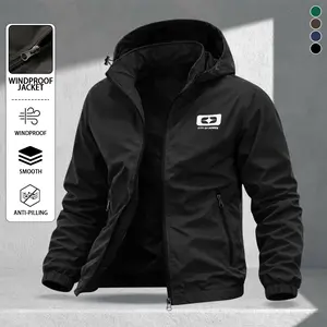 Men's multi-color small label hooded windproof jacket, light and wear-resistant fabric, zipper pocket, street function wind, daily going out on the street, commuter fit, casual versatile jacket jacket