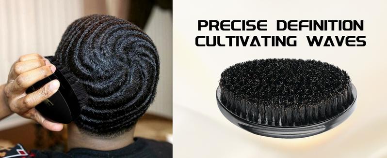 Wave Pomade Wave Styler Brush Great for Wolfing, Boar Bristle Beard & Wave Brush for Barbers & Daily Use Black Compact Design