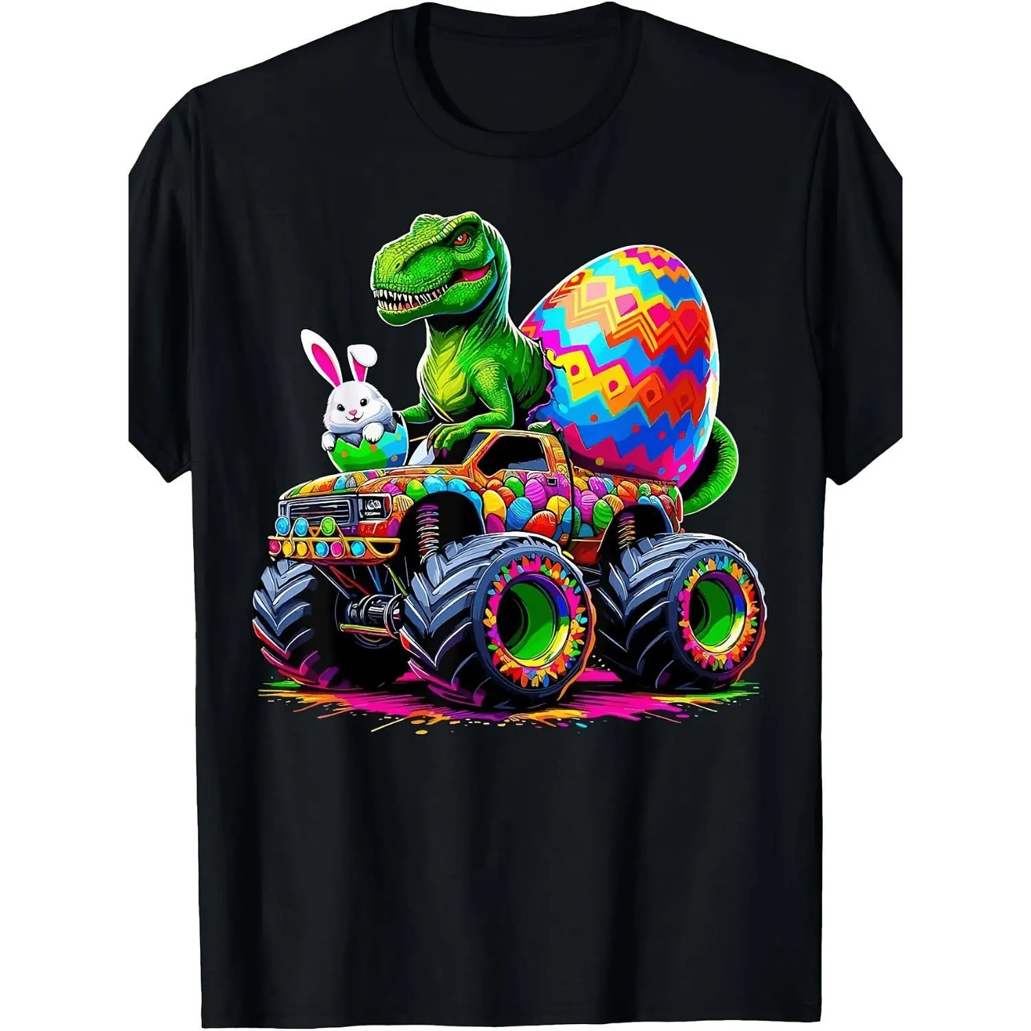 Easter Bunny Monster Truck Dinosaur Egg T shirt