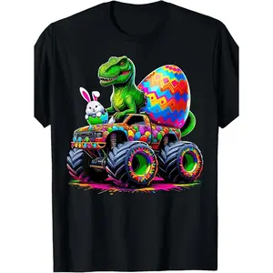 Easter Bunny Monster Truck Dinosaur Egg T shirt