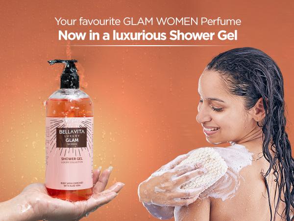 BellaVita Luxury’s Glam Woman Body Wash | Fruity Floral Shower Gel | Gently Cleanses, Softens & Refreshes with Aloe Vera | 500ml