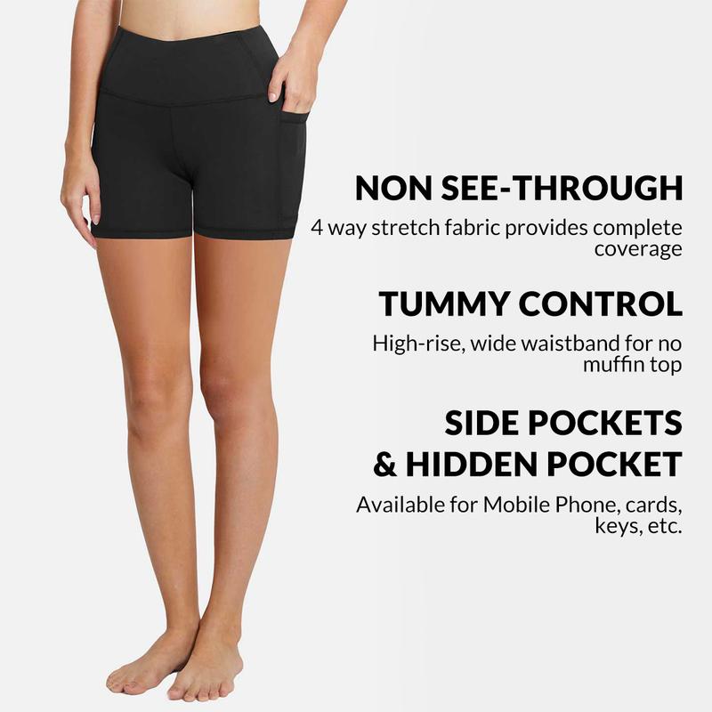 baleaf Women's 5" Biker Shorts High Waist Yoga Compression Spandex Volleyball Workout Running Shorts with Pockets