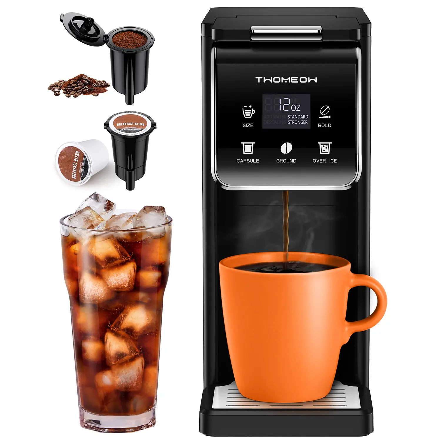 Coffee Maker Hot & Iced With Bold Setting,Single Serve Coffee Maker For K Cup And Grounds,52 Oz Removable Water Tank,6-14 Oz Brew Sizes,One Cup Kcup Coffee Machine With Reusable Filter, White,home essentials tiktokshopbacktoschool