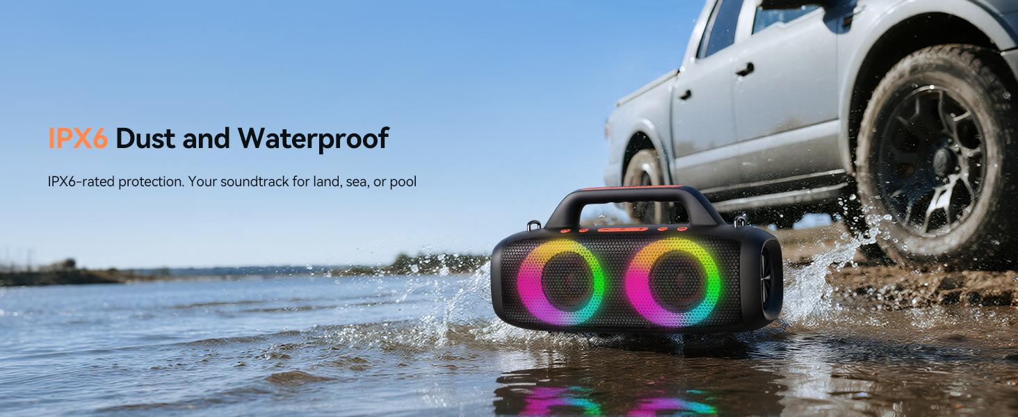 TAGRY Roar 1 Portable Audio Bluetooth Speaker,60W Powerful Sound with Deep Bass,IPX6 Waterproof,24H Playtime,Bluetooth 5.4 for Smartphone,RGB Party Lights,Wireless Stereo Pairing,Travel Outdoor for Camping and Beach, for  Birthday, Friend