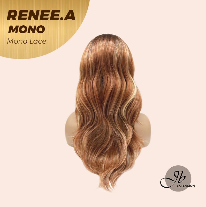 JBEXTENSION RENEE.A MONO Monofilament Handmade Wig 6X5 Full Monofilament Hand Tied Top Wig 22 Inches Cowboy Copper Mono Lace Wig With Anti-slip Silicone Strips Glueless Wig RENEE.A MONO【BENDY EAR TABS】