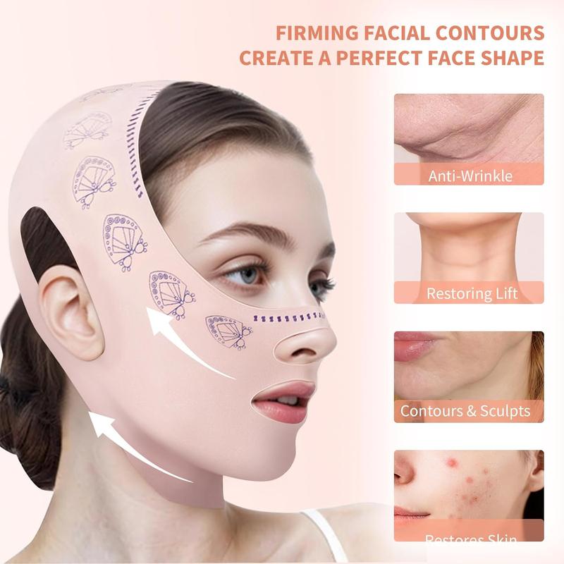 Chin Strap for Sleeping, Reusable Double Chin Reducer Eliminator for Women, V Line Lifting Mask Face Slimming Strap, Breathable Jawline Exerciser Lifting & Firming Prevent Sagging