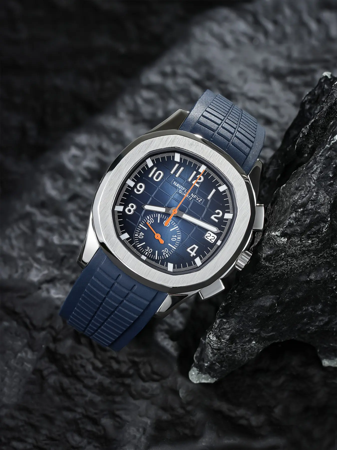 2026 Hot Selling Top Luxury Brand Japan VD53 Mov Chronograph Quartz Analog Wristwatch Stainless Steel Silver-Blue Rubber Strap Luminous Waterproof Quartz Analog Watches