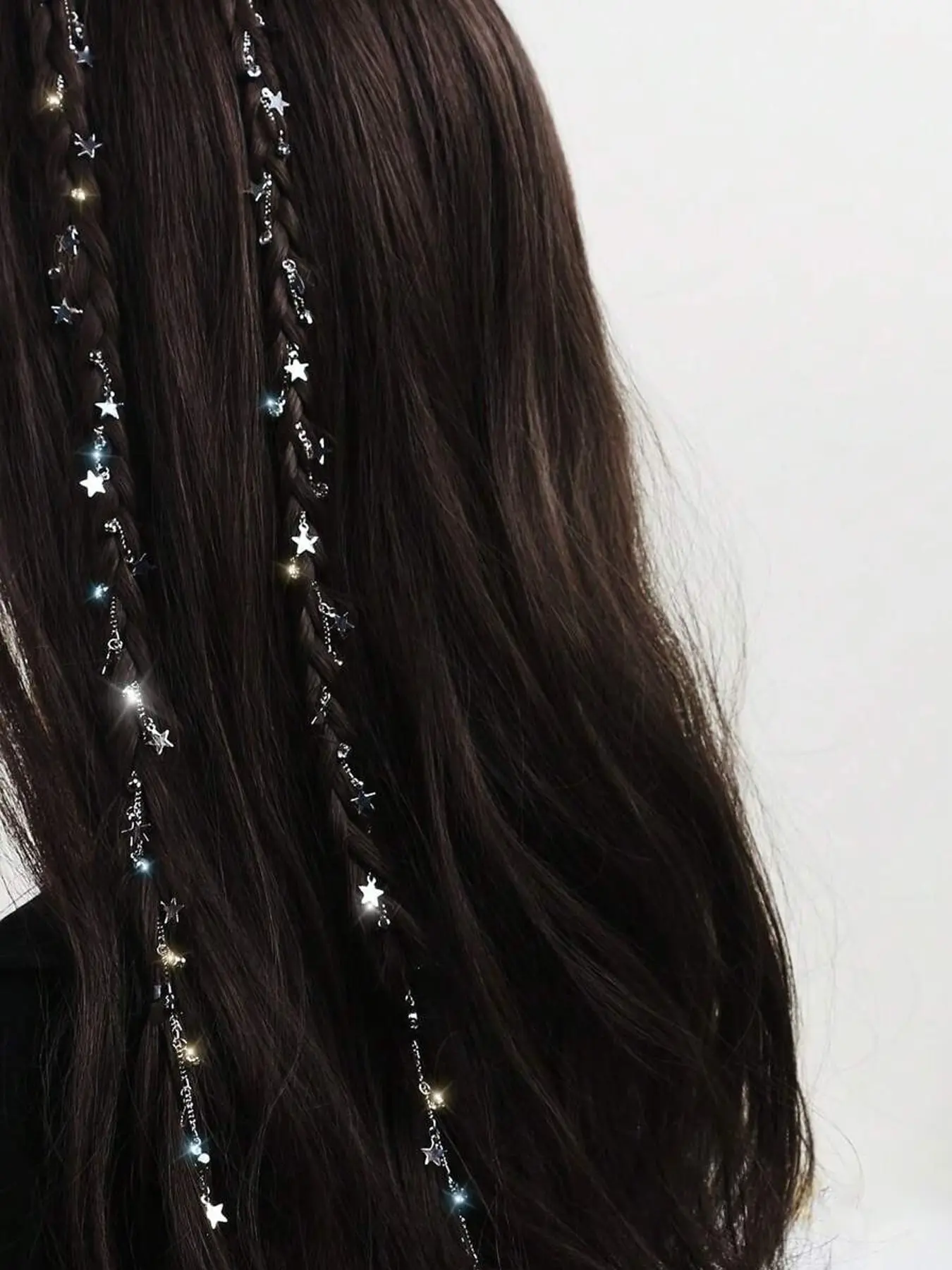 2pcs Women Star Rhinestone Braided Hair Chain, Ladies Hair Jewelry Tassel Chain Hairpin Accessories Hair Clips Metal Hair Claws Hair Slide Hair Barrettes, School Stuff, Looks Of Party, Hair Accessories For Braids, Head Accessories