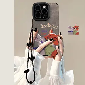 Cozy Fleece Zootopia Phone Case, Nick Judy Cartoon Print with Lanyard, Kawaii Phone Cover for Girls，compatible con iPhone 17/16/15/14/13/12 Pro Max/XS - Ligera y elegante.