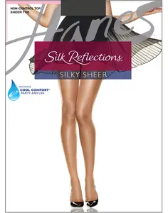 Hanes Silk Reflections Sheer Pantyhose Non-control Top 6-pack Women's Underwear Multi Pack Comfortable Fit Soft Stretch Fabric Breathable C06715
