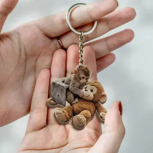 Punch Monkey Wooden Keychain, Viral Monkey Meme Gift, Save Punch, Trending Monkey Design, Cute Meme Keychain, Monkey Lover Gift